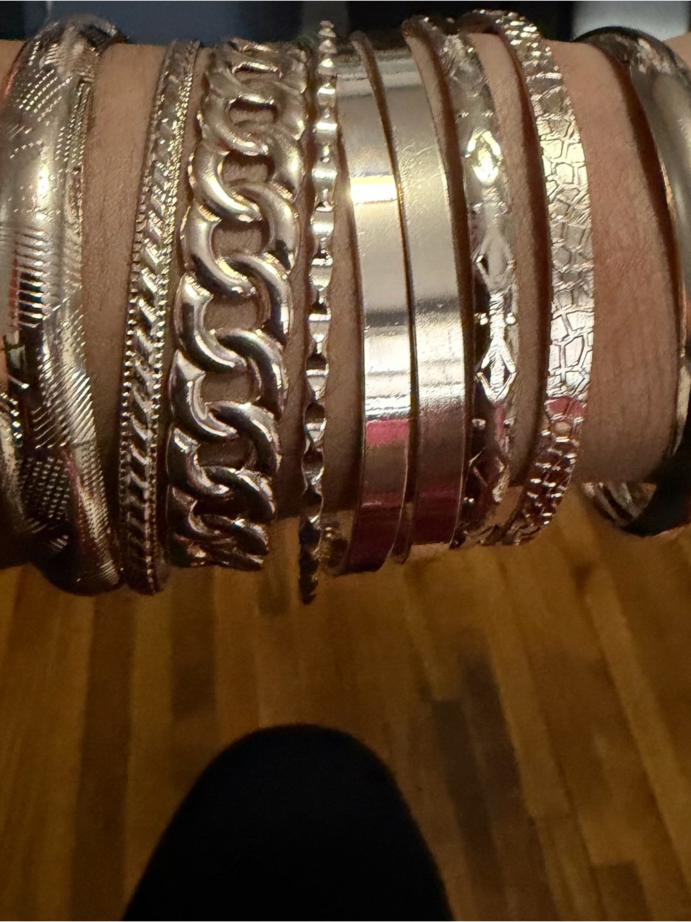 Gold-Tone Multi-Textured Bangle Bracelet Set